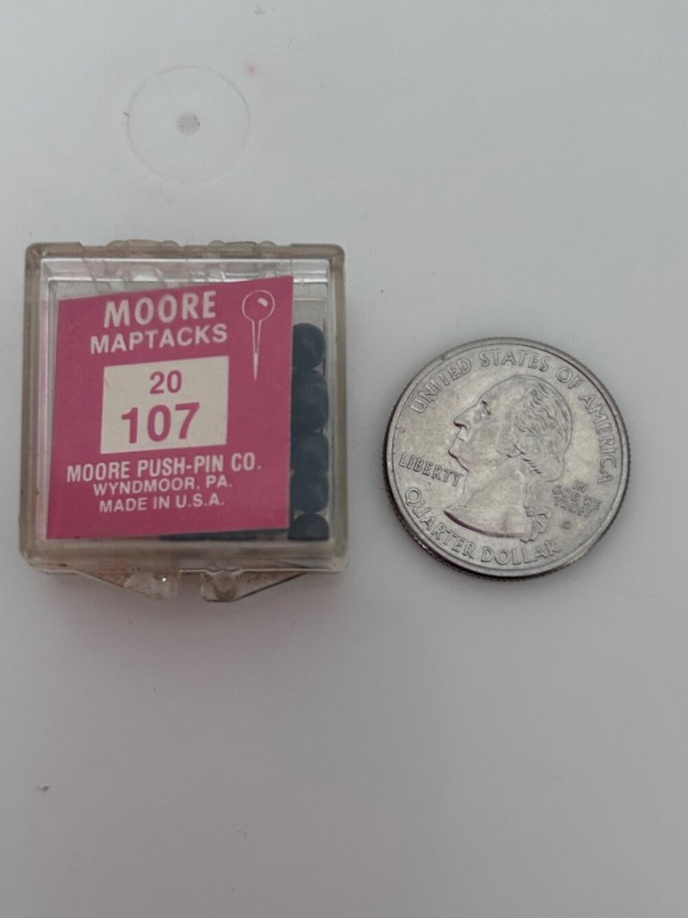 Vintage Very Tiny Plastic Box of Moore Black Map Pins Maptacks